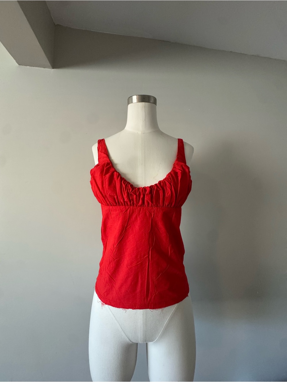 The Line by K GIVY
Cherry Red Shirred Deep Neck Top